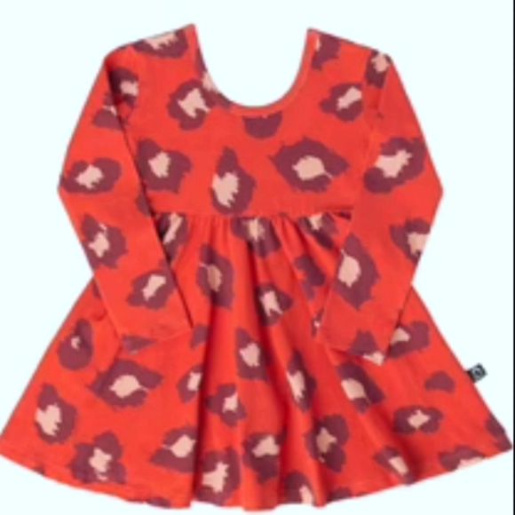 Rags to Ractches-Long Sleeve Swing Dress - 'Leopard Print' - Red - 3/4Y c